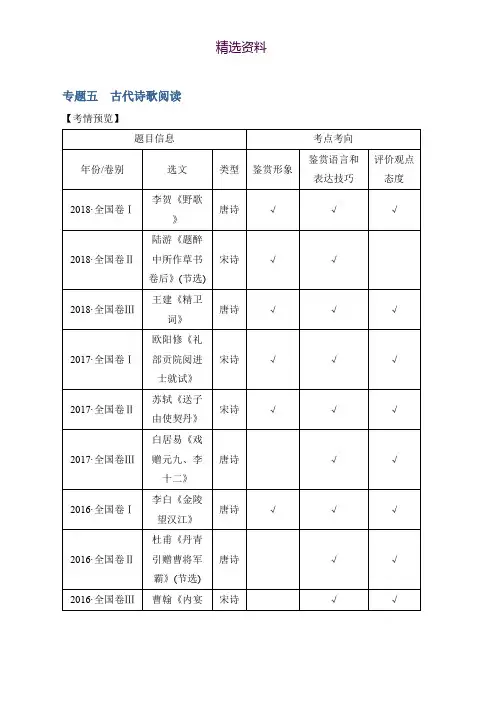 2019高考语文二轮培优全国通用版文档：专题五 古代诗歌阅读 技法提分点16 Word版含答案