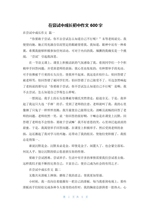 在尝试中成长初中作文600字