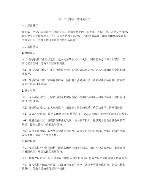 第一书记年度工作计划范文