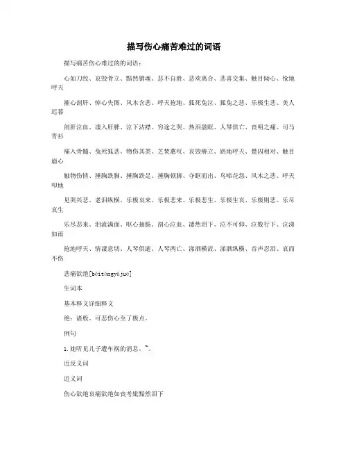 描写伤心痛苦难过的词语