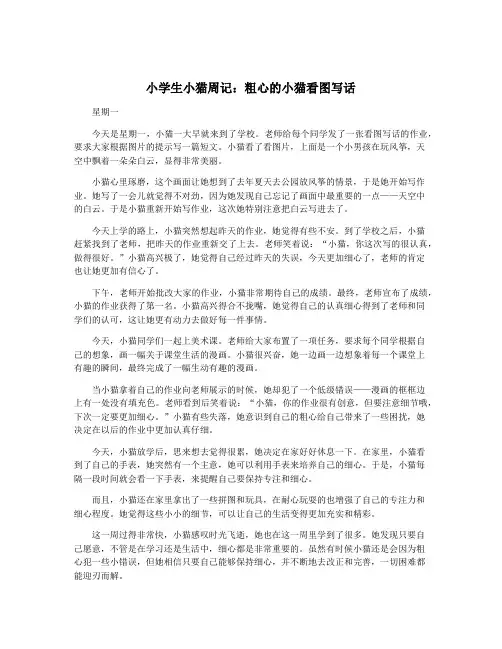 小学生小猫周记：粗心的小猫看图写话