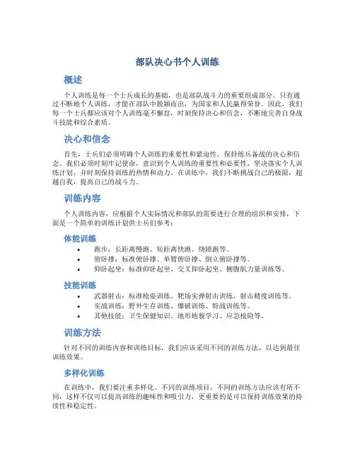 部队决心书个人训练