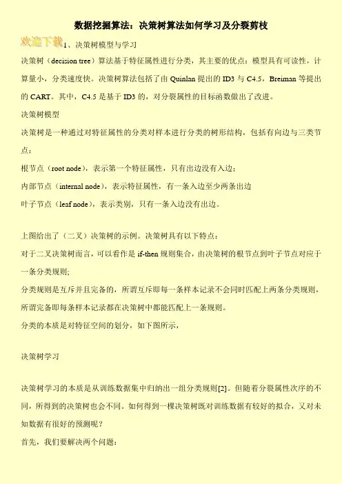 数据挖掘算法：决策树算法如何学习及分裂剪枝