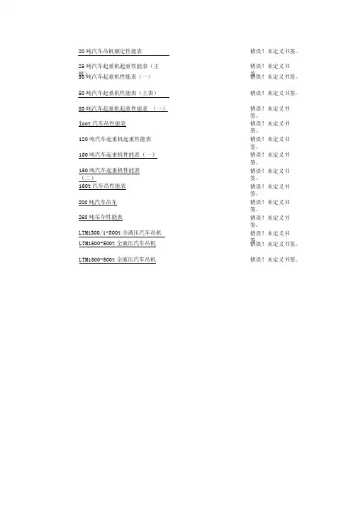 吨汽车吊性能参数表