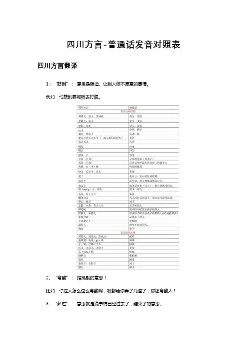 四川方言-普通话发音对照表