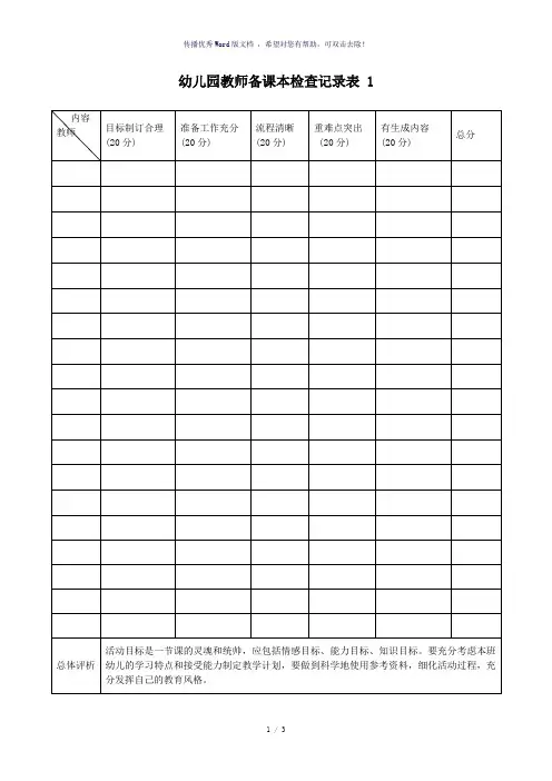 教师备课检查记录表3个