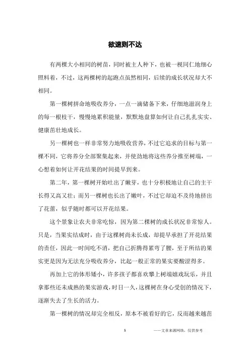 欲速则不达_哲理故事