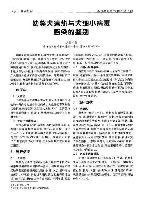 幼獒犬瘟热与犬细小病毒感染的鉴别
