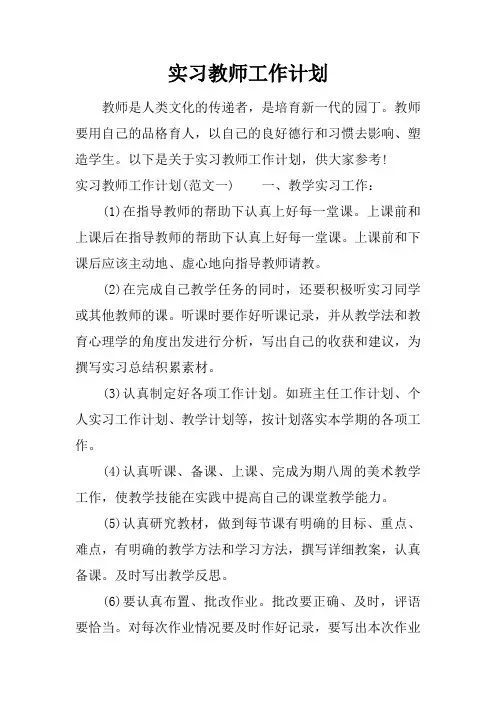 实习教师工作计划