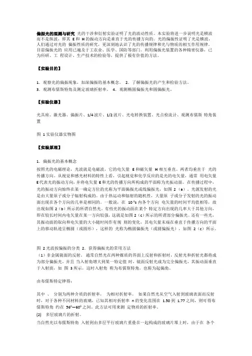 偏振光的观测与研究~~实验报告