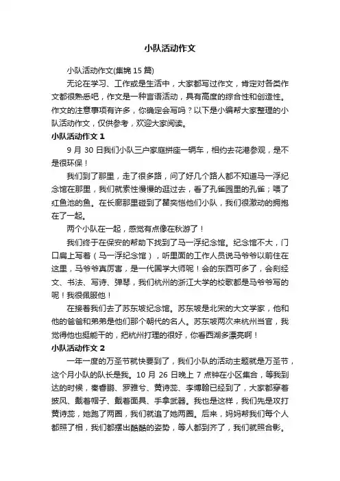小队活动作文（集锦15篇）