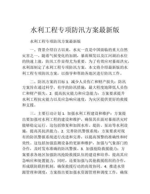 水利工程专项防汛方案最新版