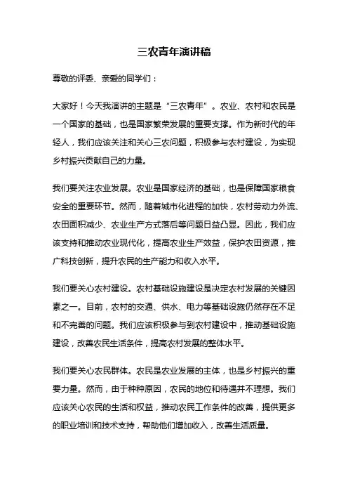 三农青年演讲稿