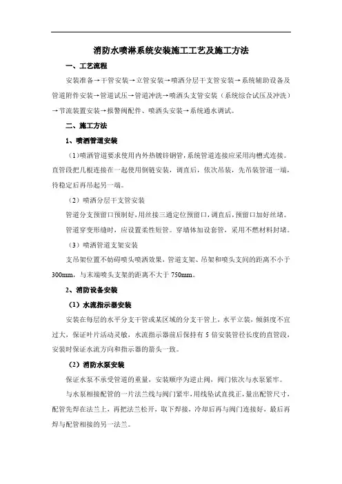 消防水喷淋系统安装施工工艺及施工方法