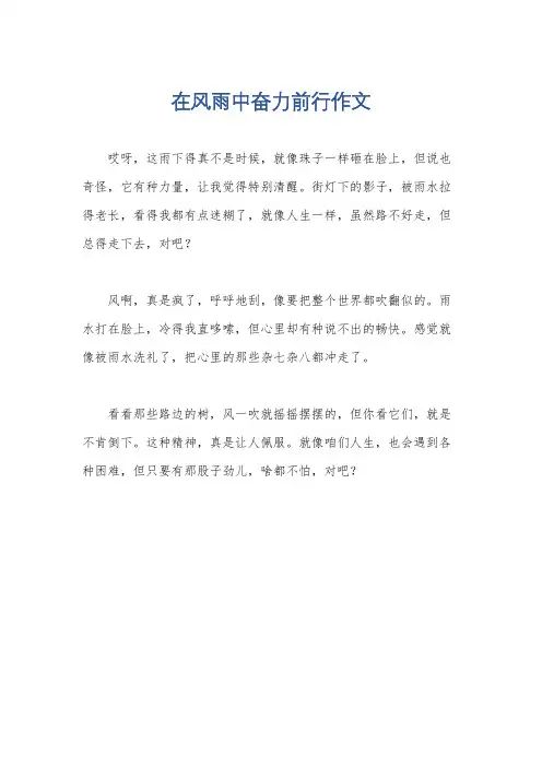 在风雨中奋力前行作文