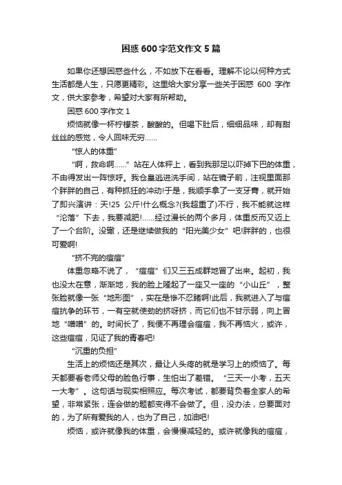 困惑600字范文作文5篇