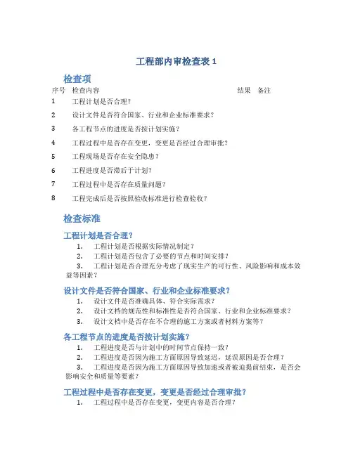 工程部内审检查表1