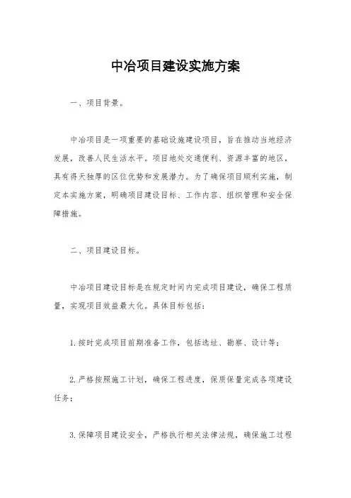 中冶项目建设实施方案