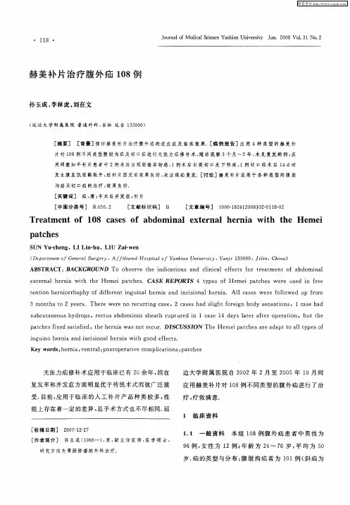 赫美补片治疗腹外疝108例