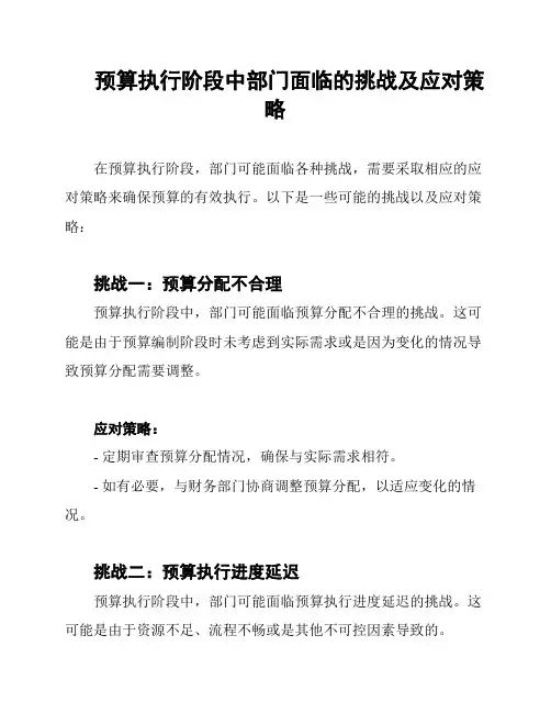 预算执行阶段中部门面临的挑战及应对策略