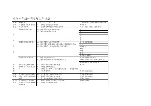 小学六年级体育学年工作计划