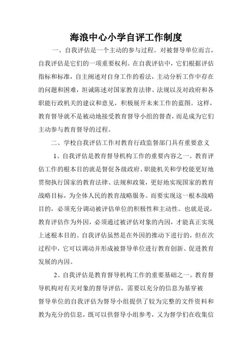 自评工作制度