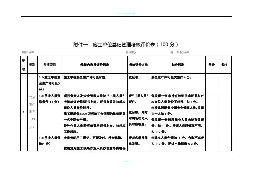 平安工地考核表