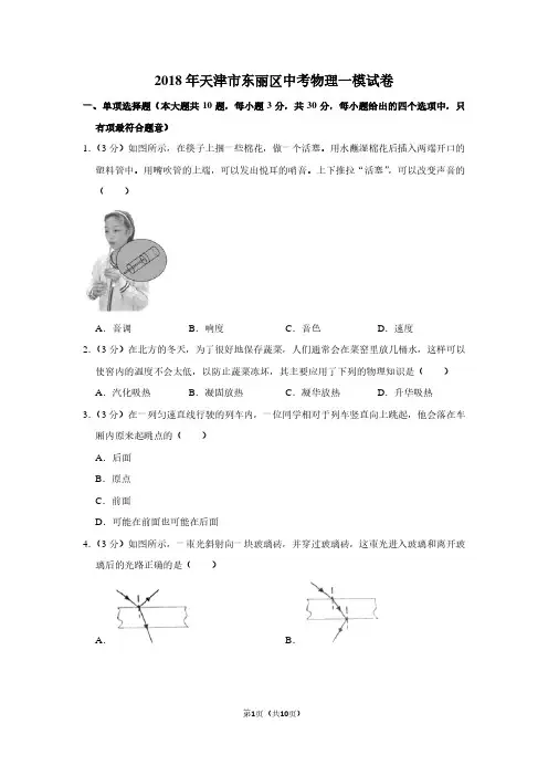 2018年天津市东丽区中考物理一模试卷