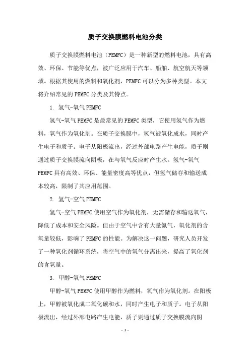 质子交换膜燃料电池分类