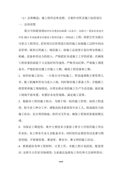 总体概述：施工组织总体设想、方案针对性及施工段划分(精选.)