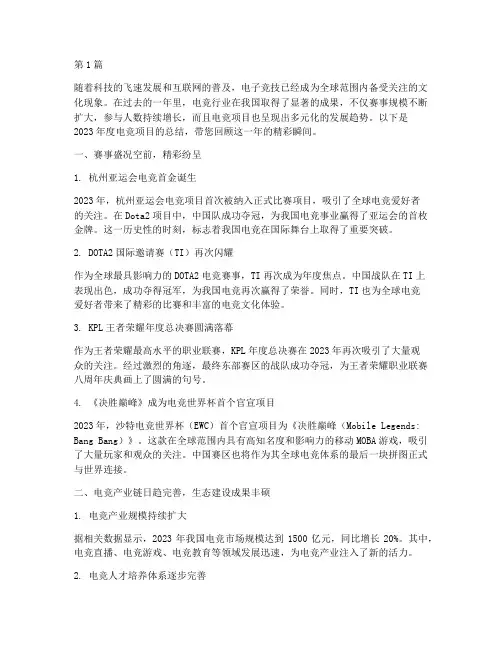 年度电竞项目总结(3篇)