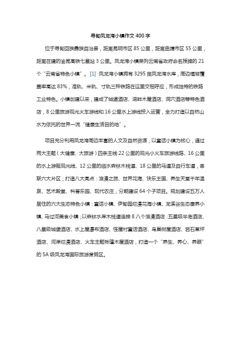 寻甸凤龙湾小镇作文400字