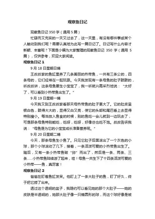 观察鱼日记350字（通用5篇）