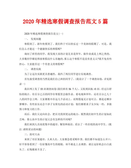 2020年精选寒假调查报告范文5篇