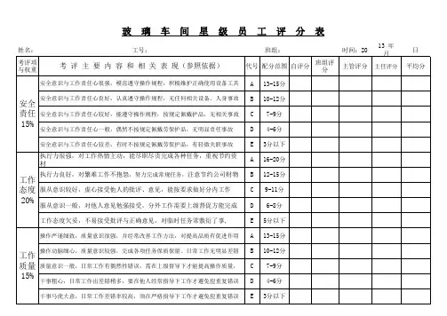 车间星级员工评定表