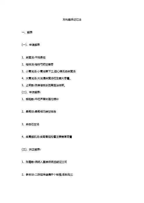 方剂趣味记忆