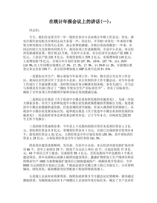 在统计年报会议上的讲话