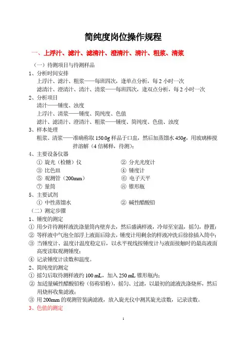 亚硫酸法化验室操作规程(改好)