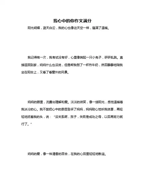 我心中的你作文满分