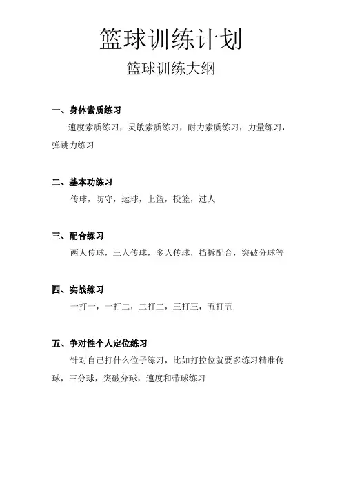 篮球训练大纲
