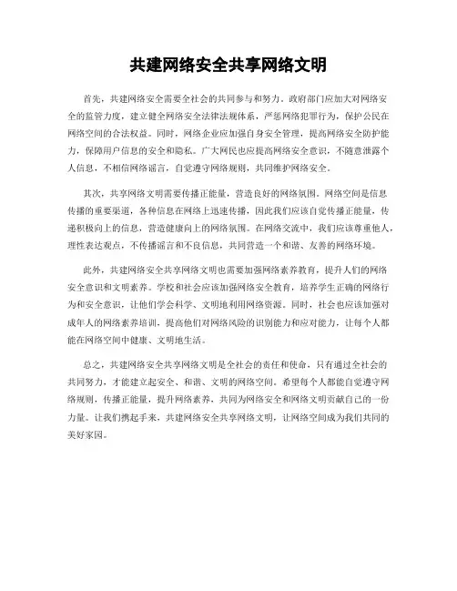 共建网络安全共享网络文明