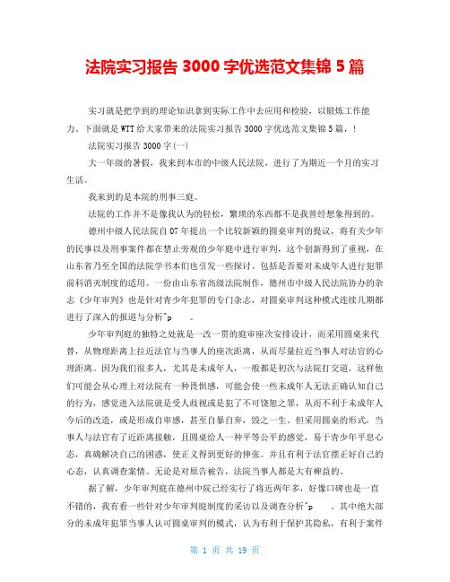 法院实习报告3000字优选范文集锦5篇