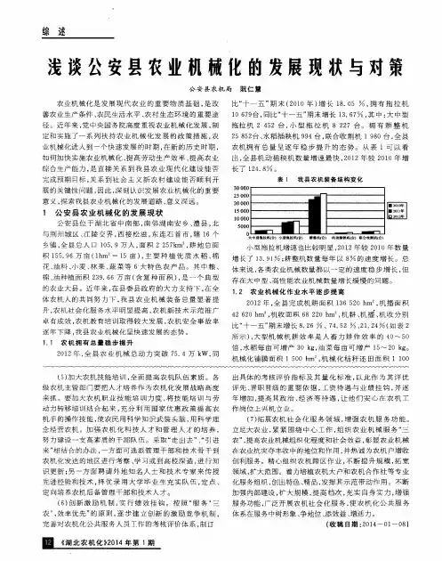 浅谈公安县农业机械化的发展现状与对策