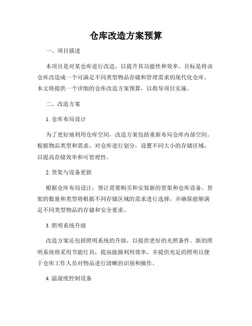 仓库改造方案预算