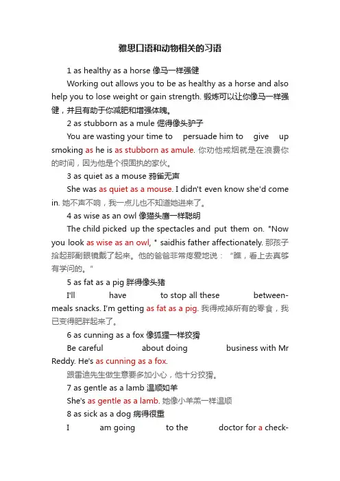 雅思口语和动物相关的习语