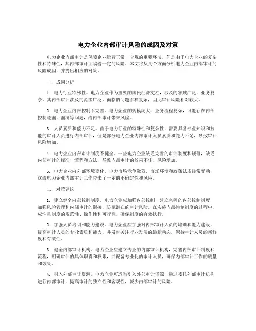 电力企业内部审计风险的成因及对策 2