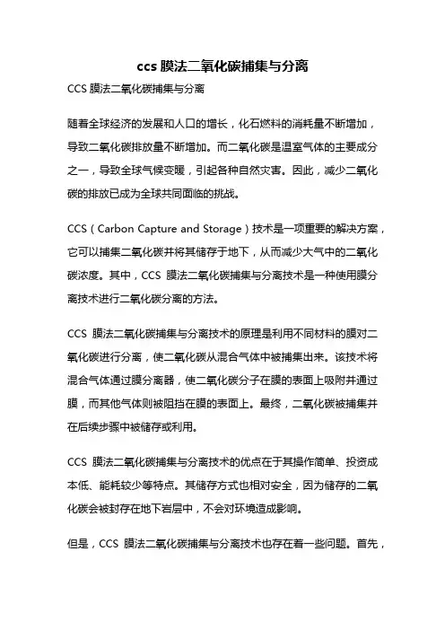 ccs膜法二氧化碳捕集与分离