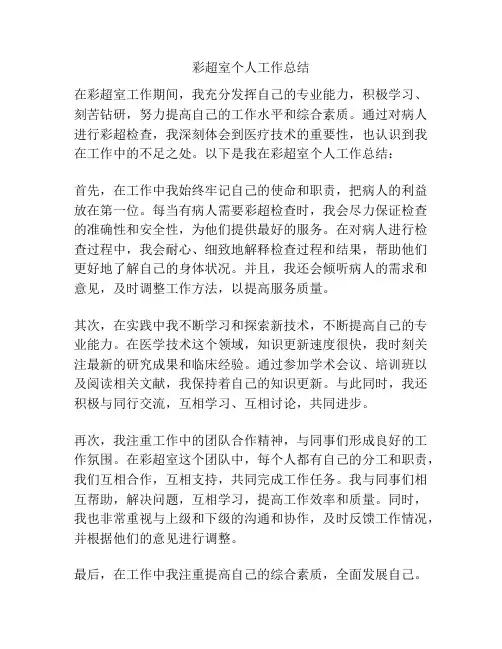彩超室个人工作总结