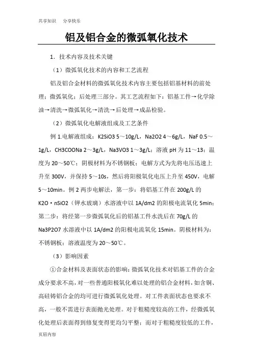 铝及铝合金的微弧氧化技术