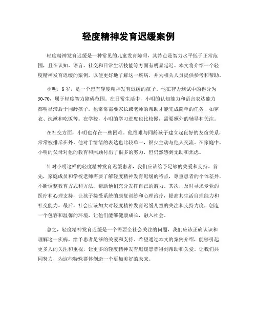 轻度精神发育迟缓案例